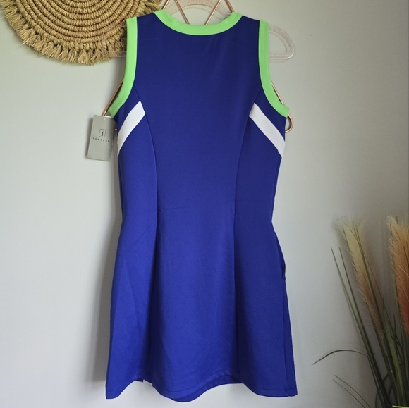 PGA Tour New, Blue Grand Slam Colorblock Sleeveless Flounce Golf Dress, SZ Small - Picture 5 of 9